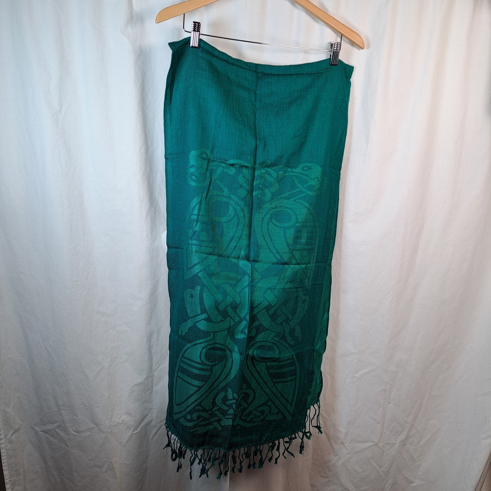 Emerald Green Sarong with Fringe Ireland Made Patrick Francis
